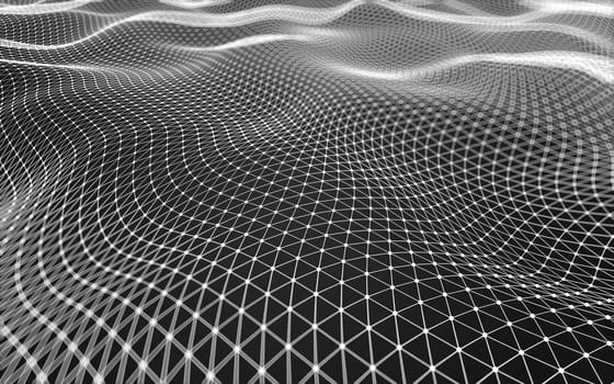 Abstract polygonal space low poly dark background with connecting dots and lines. Connection structure. 3d rendering