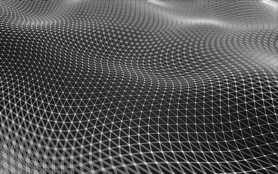 Abstract polygonal space low poly dark background with connecting dots and lines. Connection structure. 3d rendering