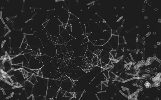 Abstract polygonal space low poly dark background with connecting dots and lines. Connection structure. 3d rendering