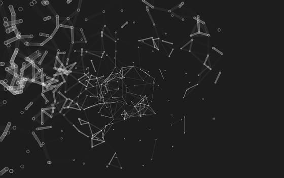 Abstract polygonal space low poly dark background with connecting dots and lines. Connection structure. 3d rendering