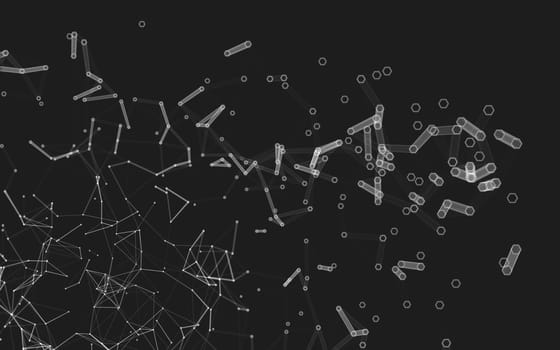 Abstract polygonal space low poly dark background with connecting dots and lines. Connection structure. 3d rendering