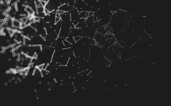 Abstract polygonal space low poly dark background with connecting dots and lines. Connection structure. 3d rendering