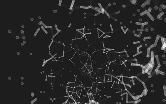 Abstract polygonal space low poly dark background with connecting dots and lines. Connection structure. 3d rendering