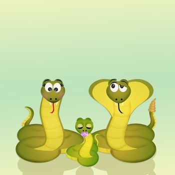 illustration of snakes family