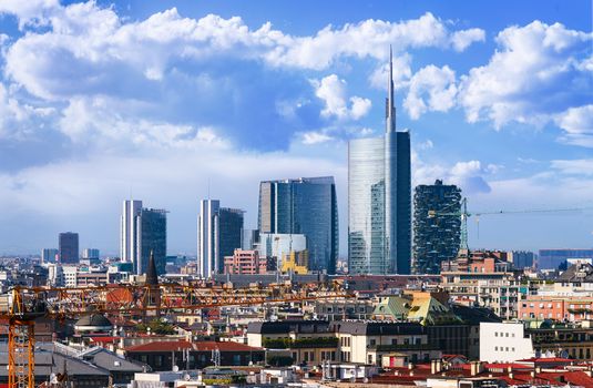 Milan, view on the skyline from the Duomo, Lombardia, Italy