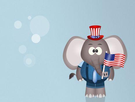 illustration of elephant with American flag for July 4th