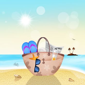 illustration of beach bag in summer