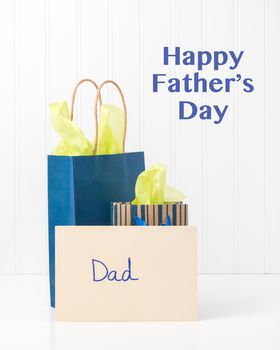 Gift bags and a card for dad on Father’s Day.