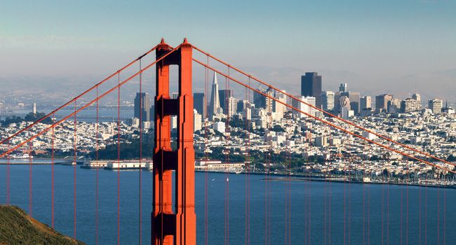 San Francisco from San Francisco Headlands and Golden Gate bridge