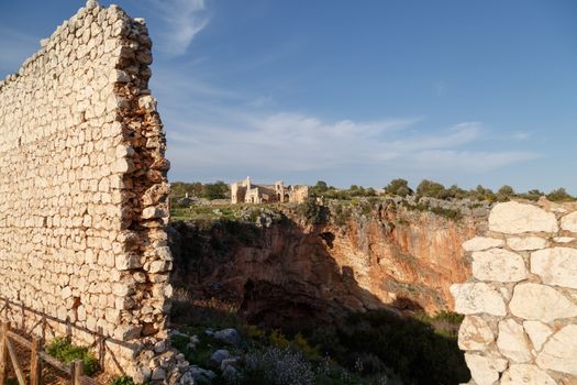 Historical Canytelis ancient city in Mersin on clear sky background