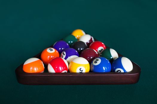 start position fifteen ball on green billiard table