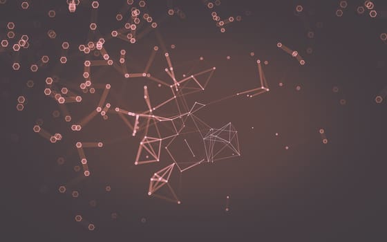 Abstract polygonal space low poly dark background with connecting dots and lines. Connection structure. 3d rendering