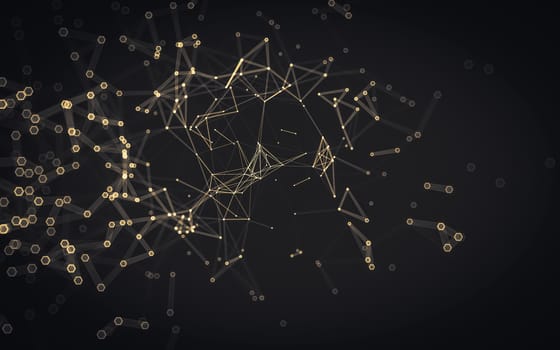 Abstract polygonal space low poly dark background with connecting dots and lines. Connection structure. 3d rendering