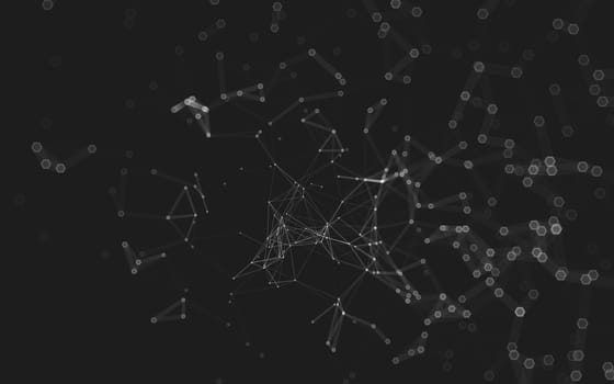 Abstract polygonal space low poly dark background with connecting dots and lines. Connection structure. 3d rendering