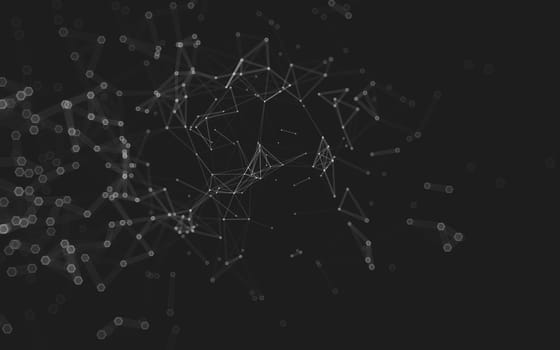 Abstract polygonal space low poly dark background with connecting dots and lines. Connection structure. 3d rendering