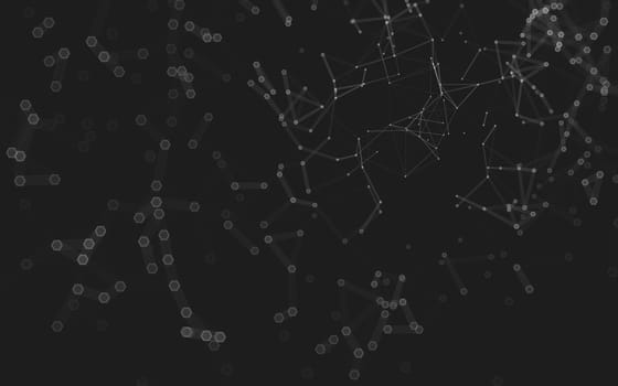 Abstract polygonal space low poly dark background with connecting dots and lines. Connection structure. 3d rendering