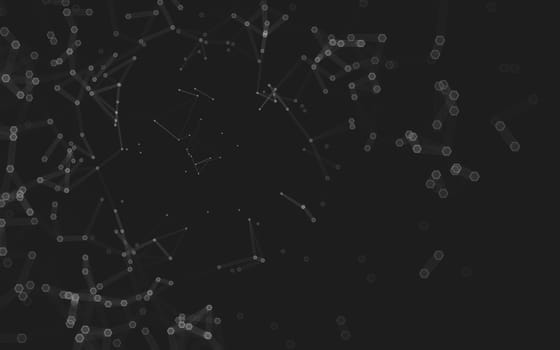 Abstract polygonal space low poly dark background with connecting dots and lines. Connection structure. 3d rendering