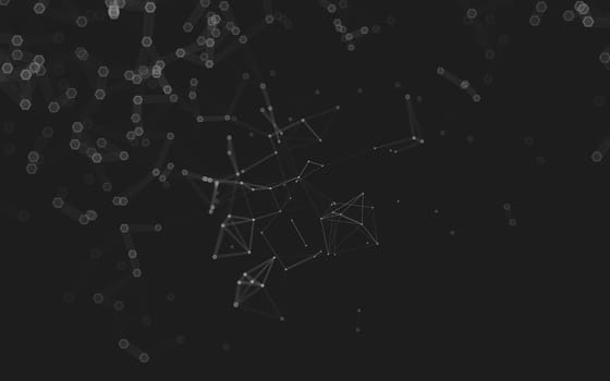 Abstract polygonal space low poly dark background with connecting dots and lines. Connection structure. 3d rendering