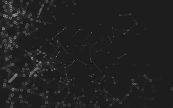 Abstract polygonal space low poly dark background with connecting dots and lines. Connection structure. 3d rendering