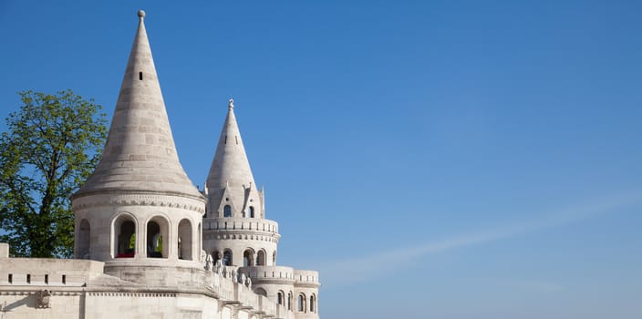 Fisherman's Bastion is a terrace in neo-Gothic and neo-Romanesque style, Budapest famous landmark