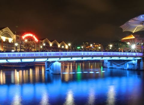 Clarke Quay in downtown Singapore at night