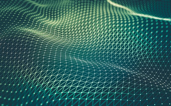 Abstract polygonal space low poly dark background with connecting dots and lines. Connection structure. 3d rendering