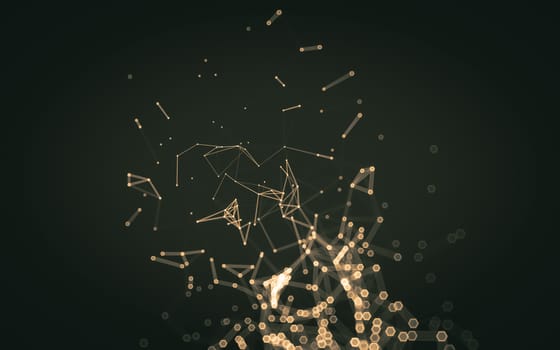 Abstract polygonal space low poly dark background with connecting dots and lines. Connection structure. 3d rendering