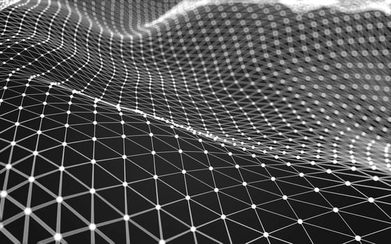 Abstract polygonal space low poly dark background with connecting dots and lines. Connection structure. 3d rendering