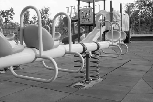 Modern colorful children playground in public park Children playground,seesaw