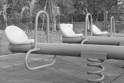 Modern colorful children playground in public park Children playground,seesaw