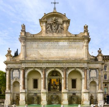 The Fontana dell'Acqua Paola is a monumental fountain located on the Janiculum Hill in Rome, Italy