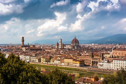 panoramic view of Florence view on a cloudy day