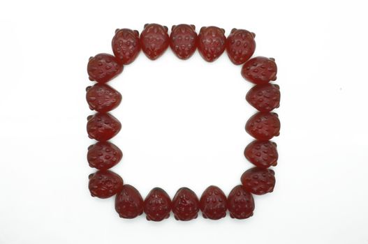 Frame, border of gummi red strawberry jelly