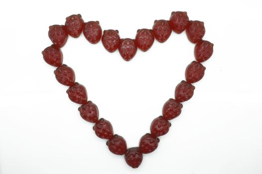 Heart frame, border of gummi red strawberry jelly