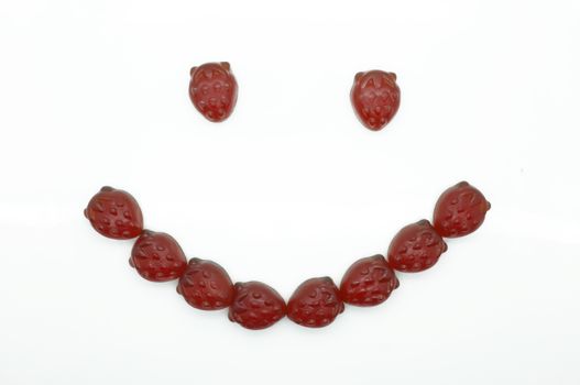 Smile of gummi red strawberry jelly
