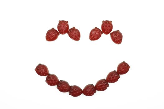 Smile of gummi red strawberry jelly