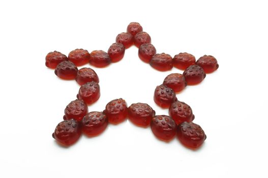 Star of gummi red strawberry jelly