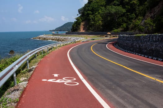 Bicycle road sign and arrow in outdoors