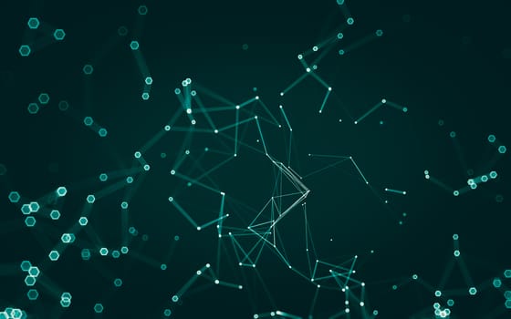 Abstract polygonal space low poly dark background with connecting dots and lines. Connection structure. 3d rendering