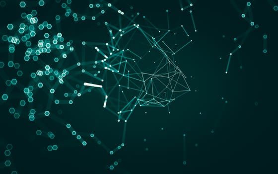 Abstract polygonal space low poly dark background with connecting dots and lines. Connection structure. 3d rendering