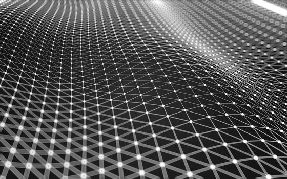 Abstract polygonal space low poly dark background with connecting dots and lines. Connection structure. 3d rendering