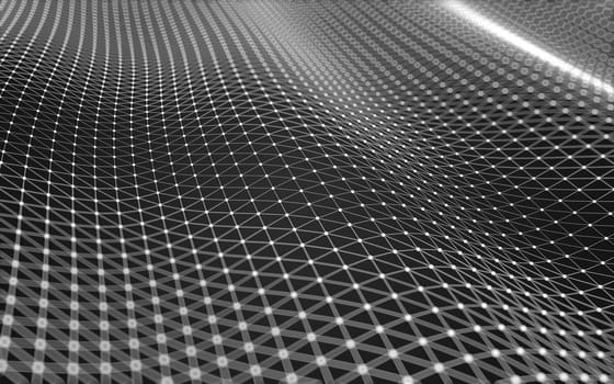 Abstract polygonal space low poly dark background with connecting dots and lines. Connection structure. 3d rendering