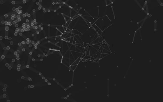 Abstract polygonal space low poly dark background with connecting dots and lines. Connection structure. 3d rendering