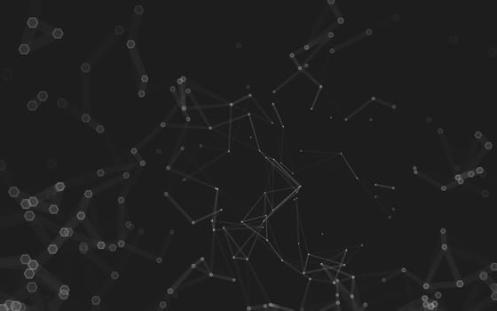 Abstract polygonal space low poly dark background with connecting dots and lines. Connection structure. 3d rendering