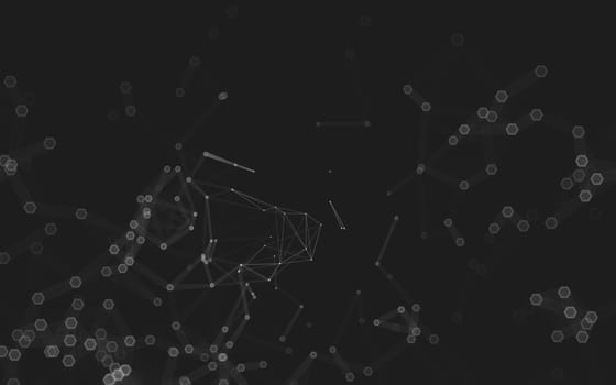 Abstract polygonal space low poly dark background with connecting dots and lines. Connection structure. 3d rendering