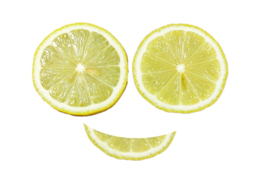 Sliced lemons isolated on white background.