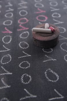 Graphical representation with chalk on the blackboard binary digital code