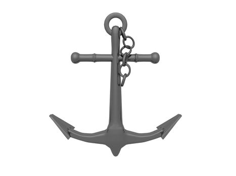 Anchor of boat isolated in white background