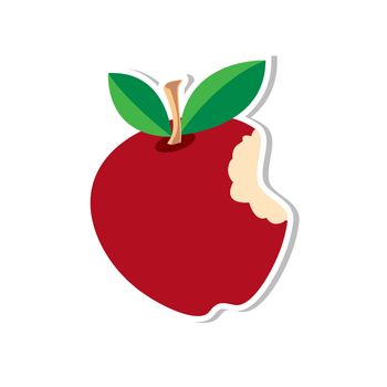 Apple Sticker Red Bite light drop shadow with white outline rasterized illustration