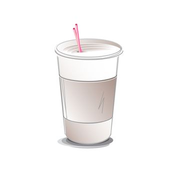 Coffee Cup Paper take-out pink straws gradient rasterized illustration